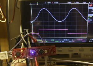 test of the DAC, waveform on an oscilloscope